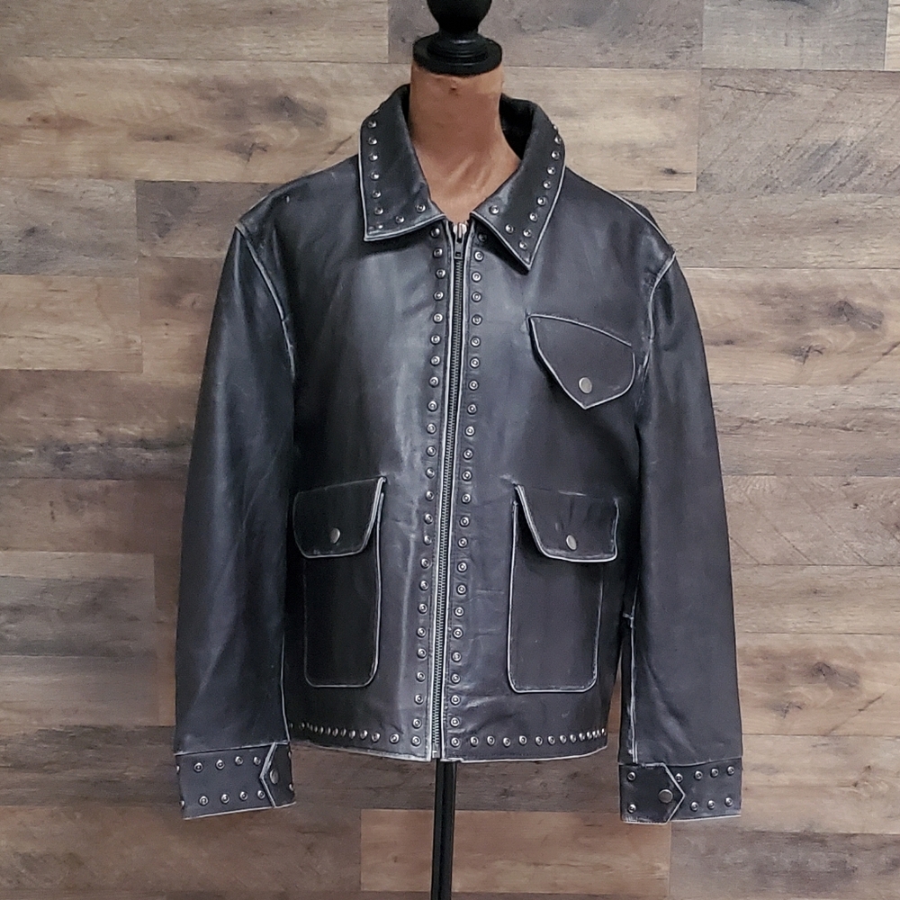 Nwt Found Black Leather Moto Jacket BRAND NEW WITH TAGS - Picture 9 of 9